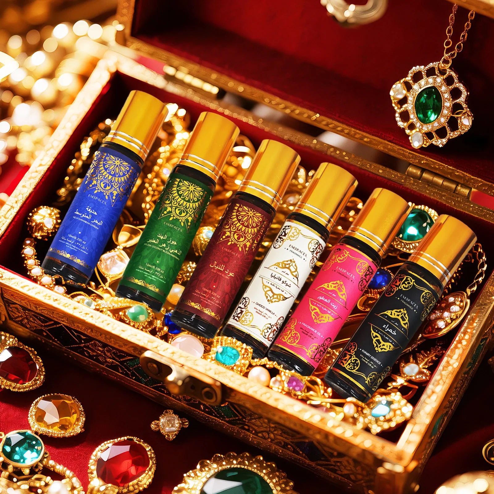 6 type 10ml Roller Essential Oils Eid al-Fitr Gift Perfume Oil Skincare Face Oil Bodycare Humidifier Six Long Lasting Scents