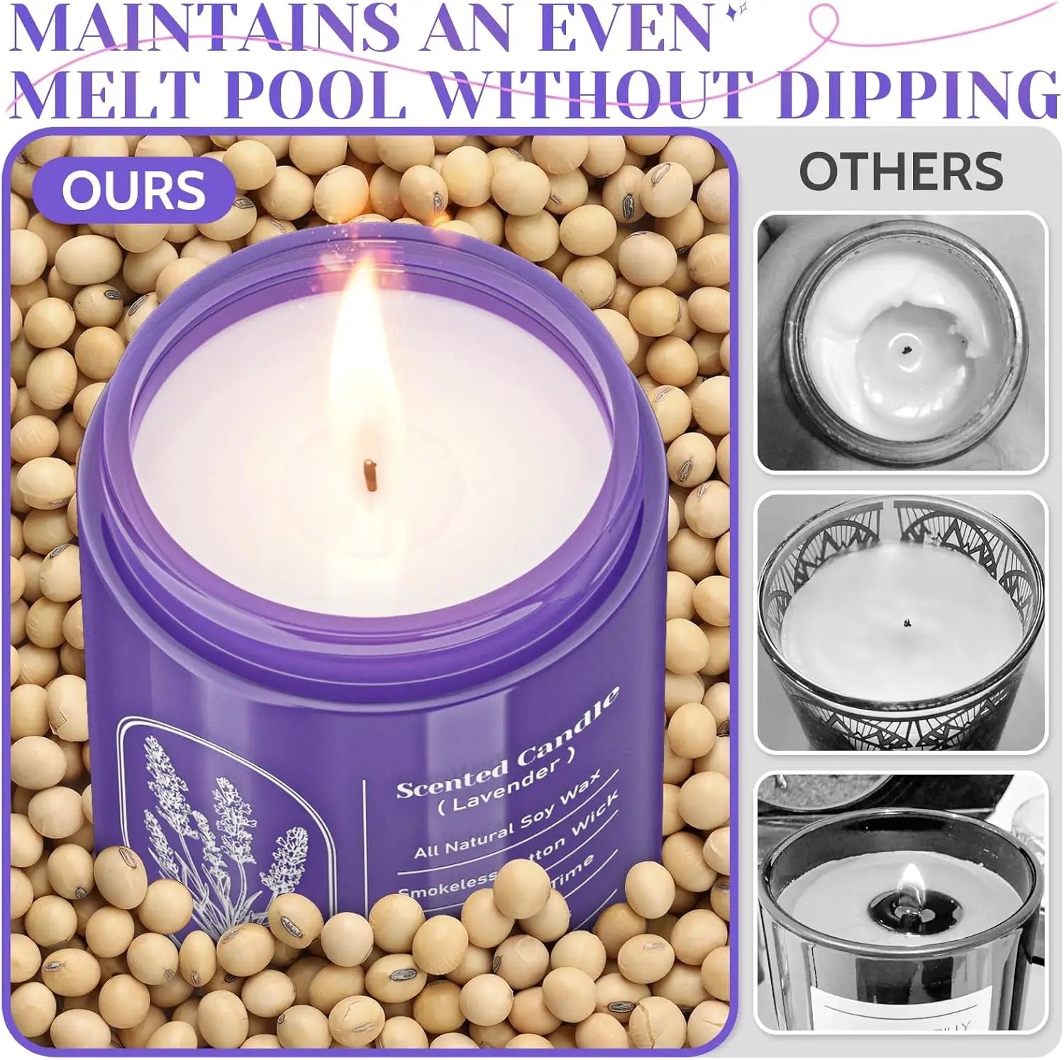 Lavender Scented Soy Candles, 7.5 oz Highly-Scented for Home, Birthday & Gifts for Women